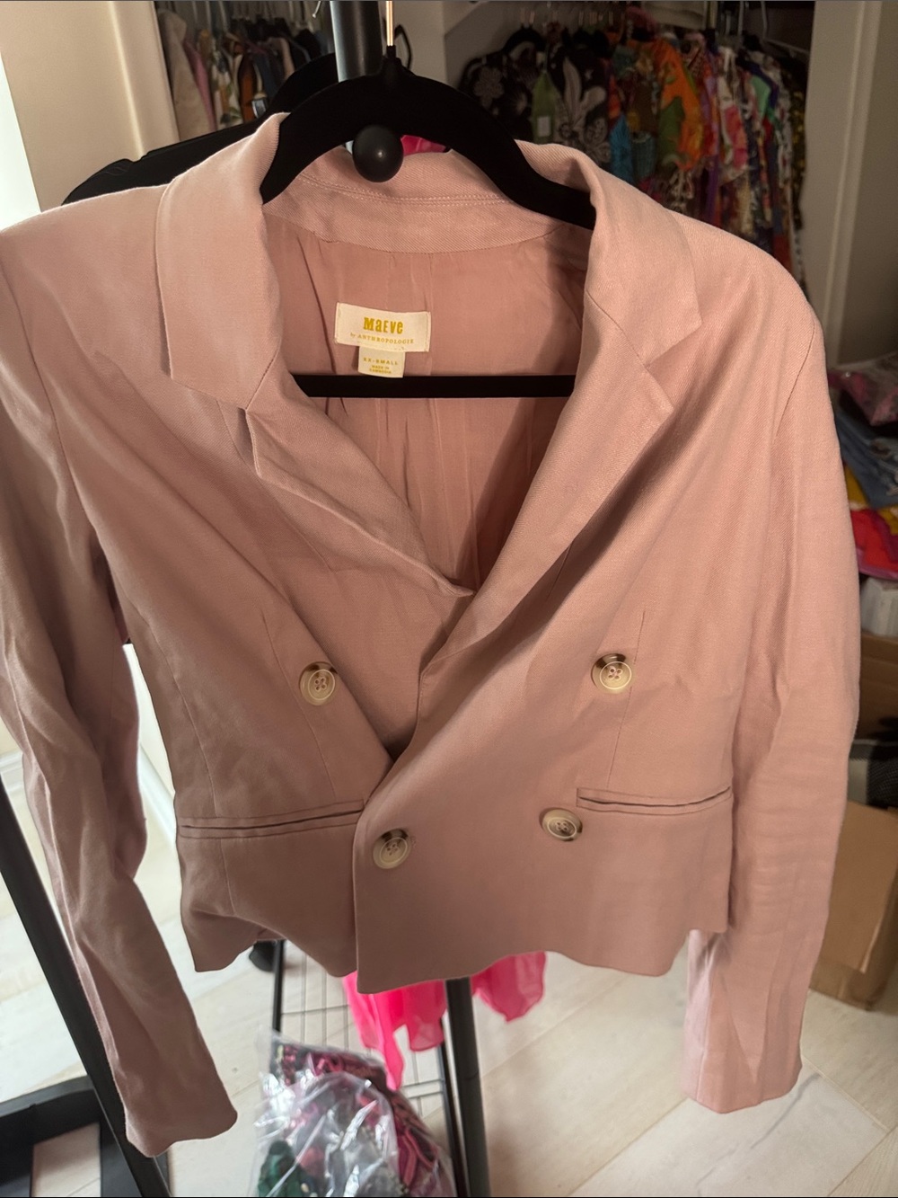 Maeve EUC Double-Breasted Dusty Rose Blazer